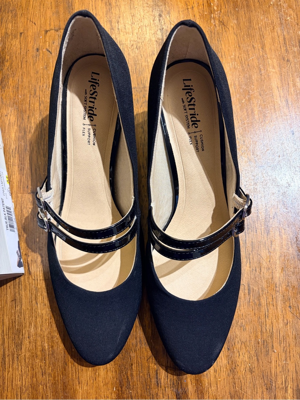 Life Stride Black Double-Strap Mary Jane Flats
